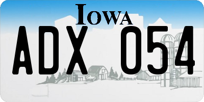 IA license plate ADX054