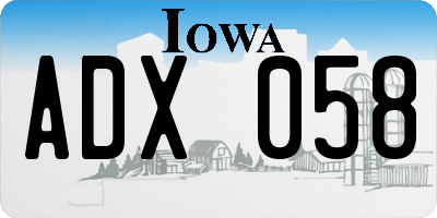 IA license plate ADX058