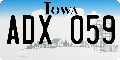IA license plate ADX059