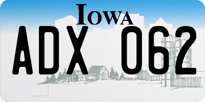 IA license plate ADX062