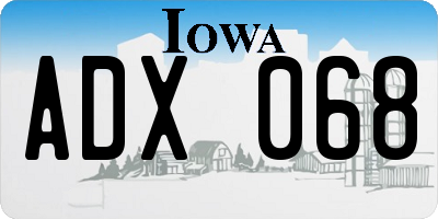 IA license plate ADX068