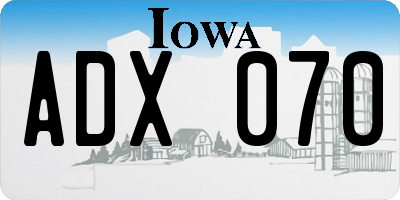 IA license plate ADX070