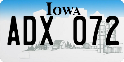 IA license plate ADX072