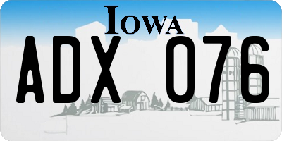 IA license plate ADX076