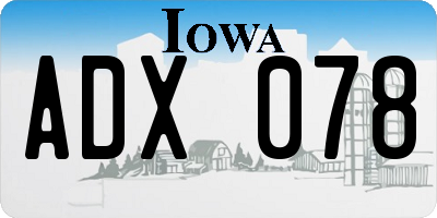 IA license plate ADX078