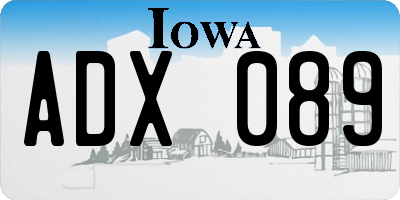 IA license plate ADX089
