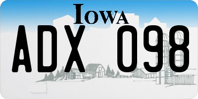 IA license plate ADX098