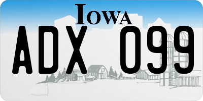 IA license plate ADX099