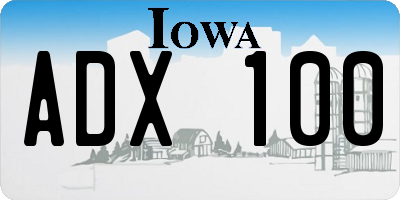 IA license plate ADX100