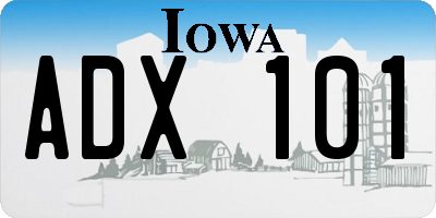 IA license plate ADX101