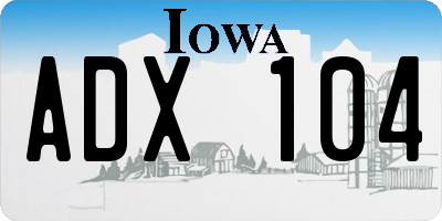 IA license plate ADX104