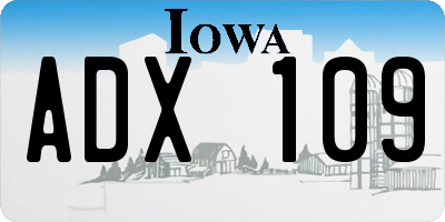 IA license plate ADX109