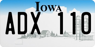 IA license plate ADX110