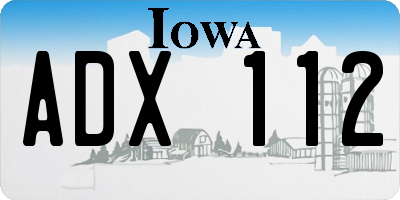 IA license plate ADX112