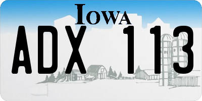 IA license plate ADX113
