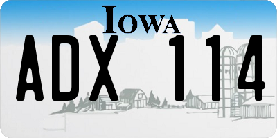 IA license plate ADX114