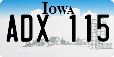 IA license plate ADX115