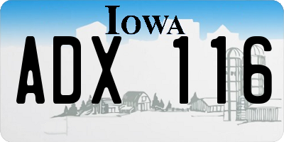 IA license plate ADX116
