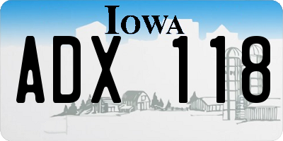 IA license plate ADX118