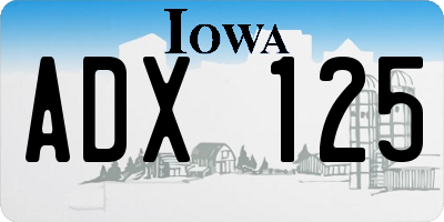 IA license plate ADX125