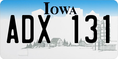 IA license plate ADX131