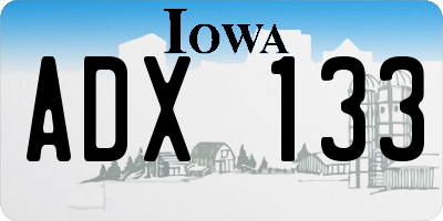 IA license plate ADX133