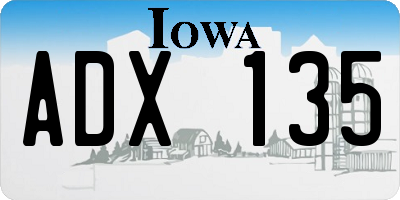 IA license plate ADX135