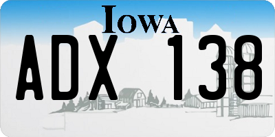 IA license plate ADX138