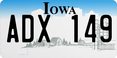 IA license plate ADX149