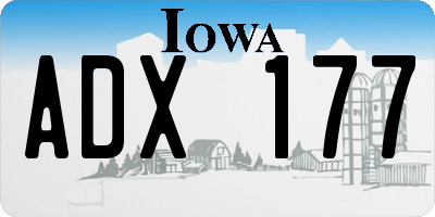 IA license plate ADX177