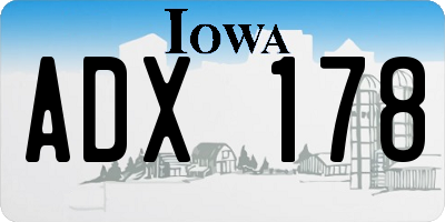 IA license plate ADX178