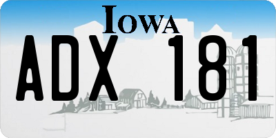 IA license plate ADX181