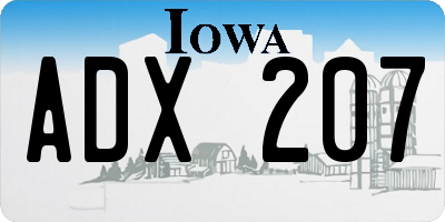 IA license plate ADX207