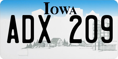 IA license plate ADX209