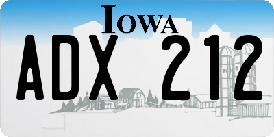 IA license plate ADX212