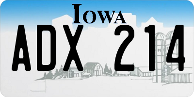 IA license plate ADX214