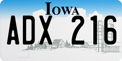 IA license plate ADX216