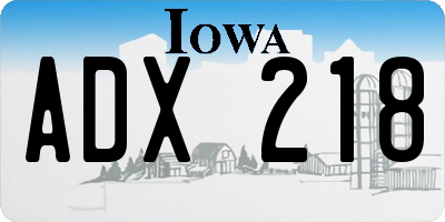 IA license plate ADX218