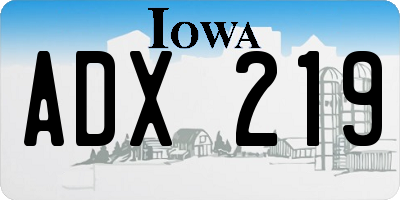 IA license plate ADX219
