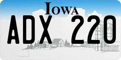 IA license plate ADX220