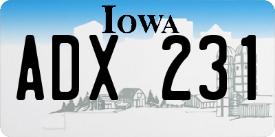 IA license plate ADX231