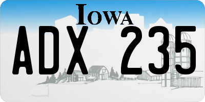 IA license plate ADX235