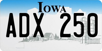 IA license plate ADX250