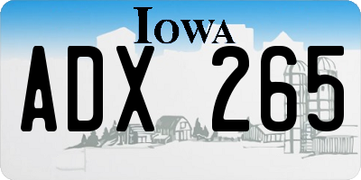 IA license plate ADX265