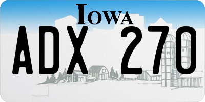 IA license plate ADX270