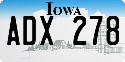 IA license plate ADX278