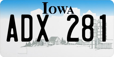IA license plate ADX281