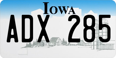 IA license plate ADX285