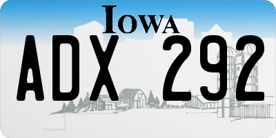 IA license plate ADX292