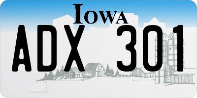IA license plate ADX301